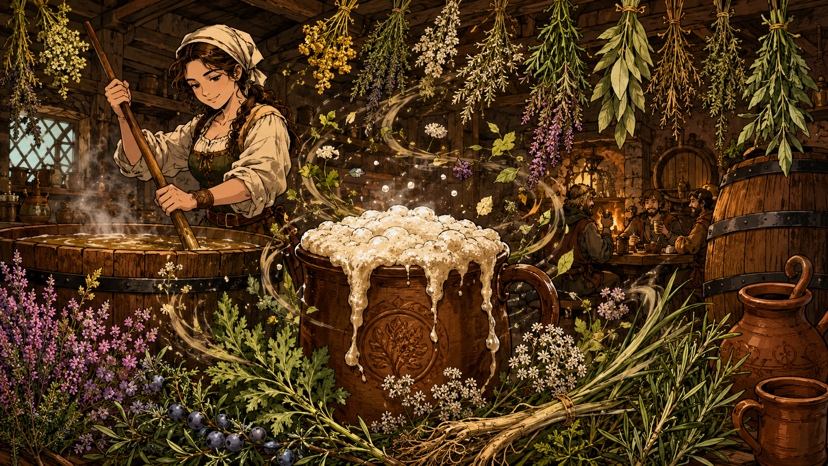 Historical herbs and gruit before hops, showing old beer traditions revived by craft curiosity
