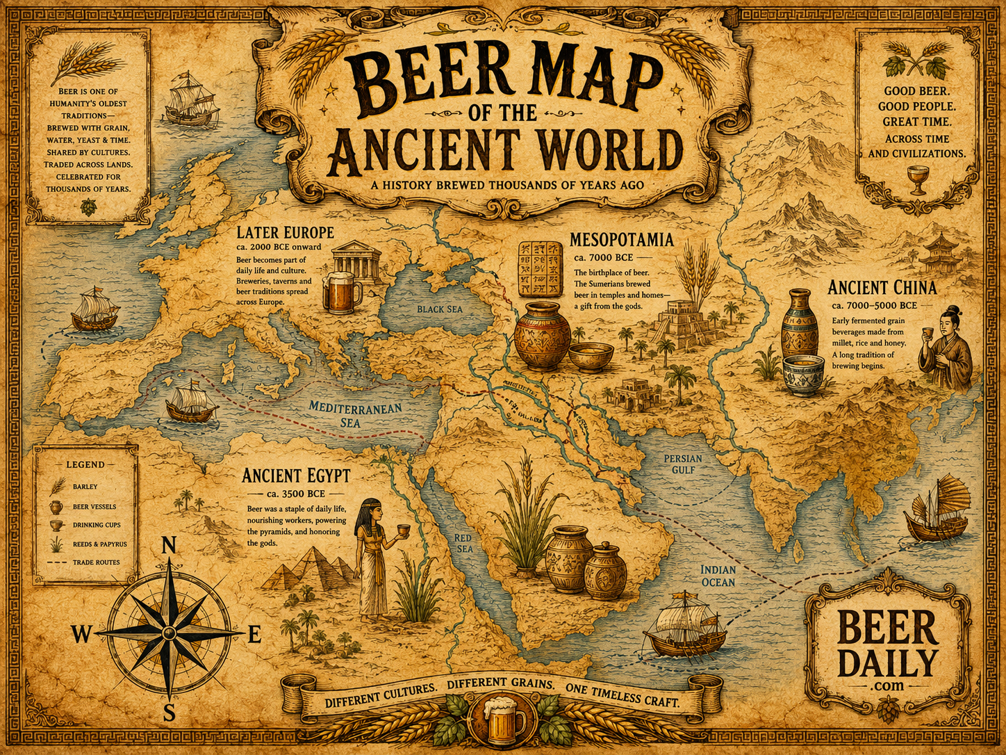 Illustrated beer map of the ancient world